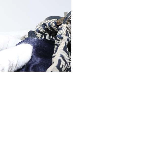 FENDI Zucchino Canvas Shoulder Bag Navy Silver - Picture 13 of 13